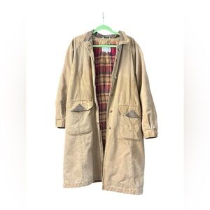 Brandon Thomas 100% Cotton Vintage Oversized Flannel Lined Brown Trench Coat